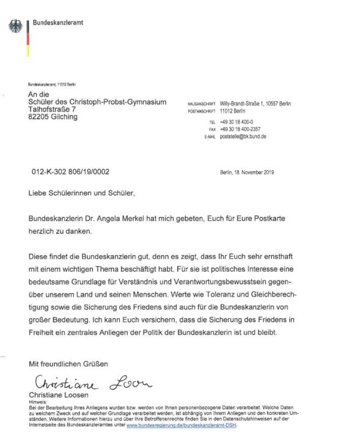 Antwort des Kanzleramtes